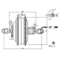 EBS V2 SGI-G Hinterradmotor 36V 250W | Hochleistungs-Elektromotor für E-Bikes | Motoren & Montagezubehör -EBike-Solutions Geschäft SGI G Hinterradmotor Dimensionszeichnung mosy01 r 01b F01 1280x1280